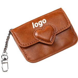 Cartera Compacta de Cuero con Logotipo Promocional, con Bolsillo para Monedas y Ranuras para Tarjetas, Llavero Seguro Antipérdida, Organizador de Identificación - Product Image 1