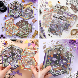 Simno 2 unid/paquete de pegatinas impermeables para mascotas lindo divertido DIY <span class=keywords><strong>3D</strong></span> casa miniatura escena pegatinas para adultos niños regalo - Product Image 6