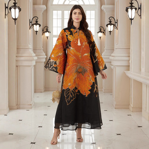<span class=keywords><strong>Vestido</strong></span> Largo Abaya con Diseño Floral Creativo, Tela Nidha, Estilo Golfo, para Ramadán y Eid, Ropa Modesta, OEM/ODM - Product Image 1