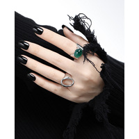 Bague ouverte en argent sterling S925 avec incrustation large d'agate polie, style de luxe discret et haut de gamme, pour mariage, fiançailles et usage quotidien