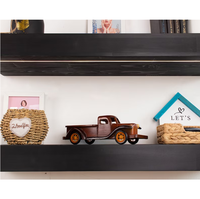 Étagère flottante noire pour décoration intérieure moderne Étagère de cuisine robuste Étagère murale épaisse en bois avec bande lumineuse LED