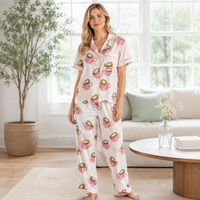 Private Label Pyjama Fabrikant Modal Fruit Print Pyjama's Korte & Lange Mouwen Dames Nachtkleding 2-delig Katoenen Zomerpyjama's