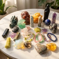 Boîte mystère de bijoux sculptés en matériaux variés, cristaux naturels pour la guérison spirituelle, vente en gros