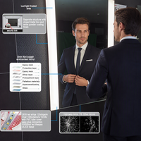 Miroir LED intelligent mural étanche et anti-explosion de 4836 pouces avec capteur tactile pour hôtel 5 étoiles