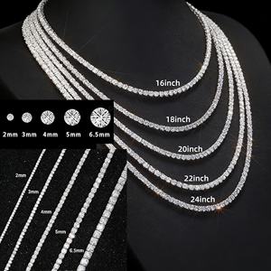 สร้อยคอ/กำไลข้อมือเทนนิส เงินแท้ 925 ประดับเพชร VVS มอสซาไนต์ ขนาด 2 มม. - 6.5 มม. สำหรับผู้หญิง/ผู้ชาย - Product Image 6