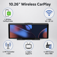 10.26 İnç IPS Ekranlı Araç Radyosu USB Kablosuz Apple Carplay Android Auto Linux Masaüstü Ekran Multimedya Dijital TV 1 Yıl Garantili