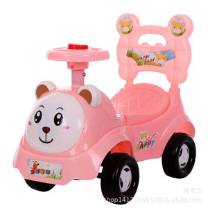 Pink Bear Ride On Car For 1-3 Year Old Girls Plastic Four Wheel Toddler Walker Toy Vehicle - Product Image 1