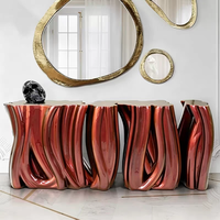 Table console sculpturale de luxe, table d'entrée moderne en fibre de verre au design organique pour villa et manoir