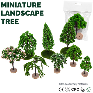 Juego de 8 Árboles en Miniatura a Escala 1:12 para Paisajes, Modelo de Pino, <span class=keywords><strong>Ciprés</strong></span>, Sauce, Arbustos Florales con Base de Madera para Escenas de Jardín de Hadas (Venta al Por Mayor) - Product Image 1