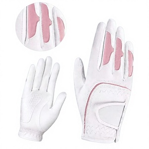 Gants de golf en cuir véritable blancs pour femmes avec accents roses, antidérapants, à enfiler, pour le golf - Product Image 5