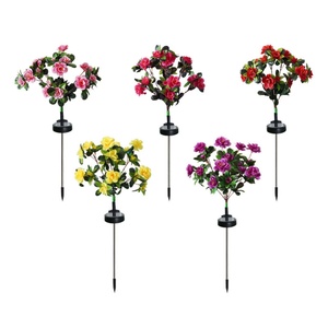 Solar Charged 600mAh <b>Battery</b> Capacity Rhododendron Lights Outdoor Garden Decoration Warm White LED RGB Color IP65 PC Material - Product Image 2