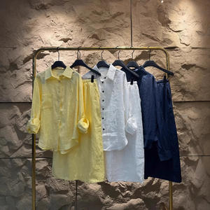 2025 nuova camicia <span class=keywords><strong>da</strong></span> donna in cotone di lino due pezzi a maniche lunghe abito elegante <span class=keywords><strong>da</strong></span> <span class=keywords><strong>ufficio</strong></span> Casual Boho Chic completo estivo - Product Image 1