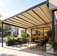 Auvent rétractable motorisé écologique en PVC avec structure en aluminium |   Télécommande étanche, anti-corrosion, anti-rongeurs pour hôtel