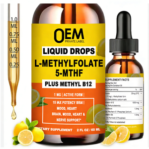 Gouttes liquides de méthylfolate 15 mg avec méthyl B12 actif, 5-MTHF, folate, complexe B, vitamines B2, riboflavine B6, complément de soutien MTHFR - Product Image 1