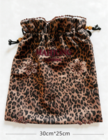 Sacs de Mahjong Personnalisés à Imprimé Léopard et Perles Brodées, Sac en Tissu Portable pour les Tuiles de Mahjong Américain, Accessoires de Jeu, OEM