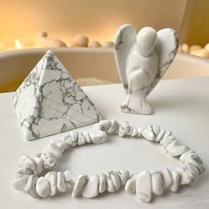 Bán buôn Yoga Thiền chữa bệnh tinh thể thủ công tinh thần sản phẩm thiên thần kim tự tháp Vòng đeo tay thiết lập của howlite thủ công cho món quà - Product Image 1