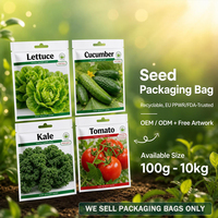 Sachets d'emballage de graines personnalisés, recyclables, refermables, à trois soudures latérales, pour plantes agricoles, fleurs, fruits, légumes et graines de jardin