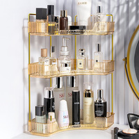 Organisateur de coiffeuse d'angle multi-usages pour produits de soin de la peau avec support pour pinceaux de maquillage