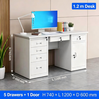 Bureau de travail ergonomique moderne en acier avec tiroirs à serrure sécurisée et poignée en alliage d'aluminium pour usage commercial