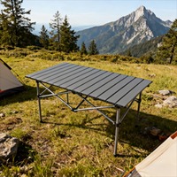Table pliante légère en acier carbone de 120 cm pour le camping, table à roulettes, hauteur réglable, pour meubles d'extérieur, groupe, pique-nique, marché