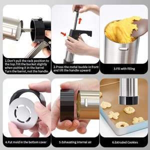Pistolet à biscuits en acier inoxydable avec 15 embouts et douilles pour la décoration de gâteaux et les outils de pâtisserie - Product Image 3