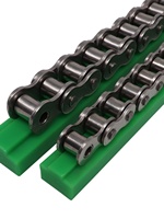 Guide-chaîne de type T 08B à double rangée en polyéthylène à haute résistance moléculaire 16A, guide coulissant en PE, bande de protection en nylon résistant à l'usure