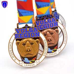 Médailles russes personnalisées de natation avec logo d'ours Médailles en émail avec design évidé pour VOLGA REGION LEAGUE HOMMES Design 3D - Product Image 2