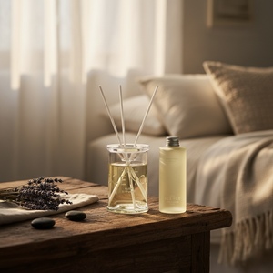 Botella Difusora de Vidrio Personalizada para Aromatización del Hogar, Difusor de Varillas para Fragancias # LAVENDER WOOD Forma de Columna Duración de 1 Mes - Product Image 3