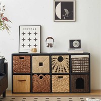 Boîte de rangement en rotin tressé imitation artisanale, étagère, panier de rangement, conteneur de rangement pour la maison, le salon et la chambre