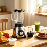 Multifunctionele 2-in-1 blender en molen, huishoudelijke blender met meerdere snelheden voor het maken van sap, mixen, malen en droge poeders.