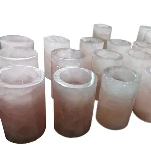 Nuevas Ideas de producto 2020 de cristal de cuarzo rosa de la columna de vela de luz de té titulares