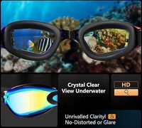 Lunettes de natation anti-buée et anti-UV, sans fuites, avec bouchons d'oreilles, pont nasal réglable, bonnet de bain pour adultes, hommes, femmes, jeunes
