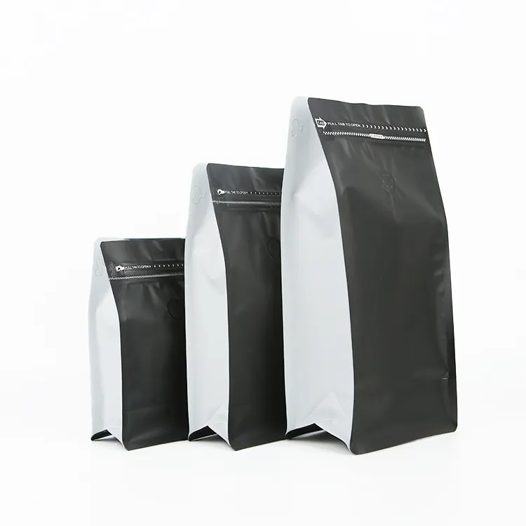Factory Customize Printed Black 250g 500g 1kg Flat Bottom Plastic Packaging Coffee Pouch Bags with Zipper