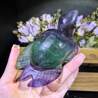 Tortue en Fluorite Arc-en-ciel Sculptée à la Main en Gros, Sculpture de Tortue en Cristal, Artisanat en Pierre Naturelle pour la Décoration et la Guérison Spirituelle