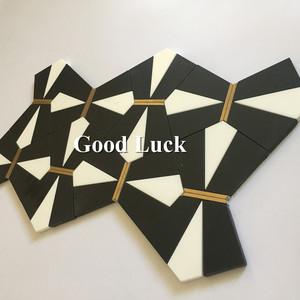 GGL đá bất thường màu đen trắng hỗn hợp đồng thau nước máy bay phản lực khảm đá cẩm thạch gạch cho tường trang trí trong những dịp khác nhau - Product Image 1