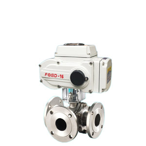 Válvula de Bola de Tres Vías FLQ944F H-16P con Brida, de Acero al Carbono, con Sello Suave y Duro para Agua, Caudal de 10-100 L/Min, Presión de Operación de 200 psi - Product Image 1