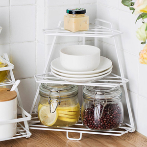 Estante de especias de 3 niveles para cocina, estantes de esquina de hierro para baño con asa, estante de almacenamiento para el hogar, soporte organizador triangular - Product Image 3