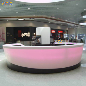 Mostrador Redondo <span class=keywords><strong>de</strong></span> Corian, Mostrador Moderno con Iluminación LED para Centro Comercial, Quiosco <span class=keywords><strong>de</strong></span> Café - Product Image 5