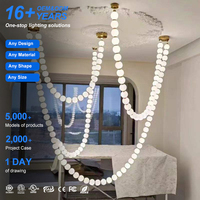 Décoration résidentielle personnalisée Collier de perles de luxe Lustre créatif Hôtel Duplex Bâtiment Villa Led Acrylique Suspension