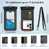 Pochette étanche pour téléphone portable avec sangle détachable, fine, avec protection flottante à bulles, accès au écran tactile, sacs pour téléphone portable