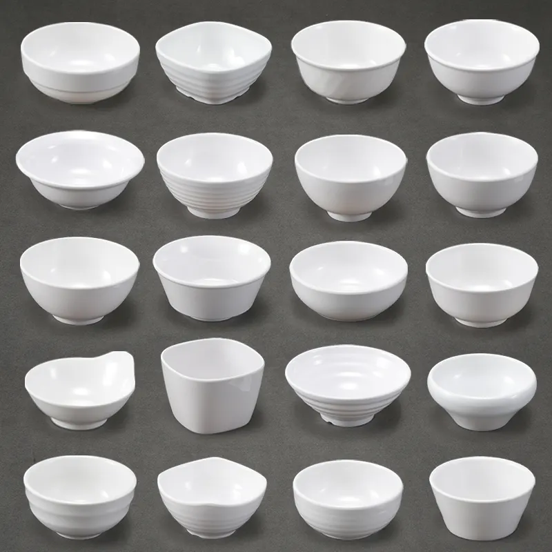 Wholesale Hard White Melamine Rice Bowl Reusable Melamine Chinese Small Soup Bowls