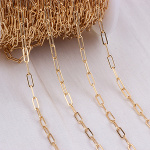 진짜 14K 골드 필드 플랫 길쭉한 직사각형 링크 체인 두꺼운 각인된 페이퍼클립 체인 미니멀리스트 DIY 목걸이 주얼리 - Product Image 4