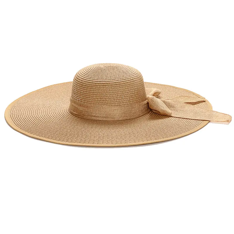 Cappello da sole estivo pieghevole a tesa larga da donna cappello da sole con protezione solare in paglia di carta