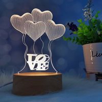 Lampes LED à illusion 3D, lampes de table de bureau créatives en acrylique miniatures, lumières de nuit décoratives