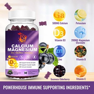 Gomitas de Calcio y Magnesio de Marca Privada OEM con Sabor a Saúco y Vitamina D3 para Apoyar la Absorción de Calcio - Product Image 4