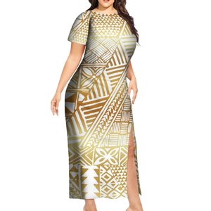 Nuevo vestido de verano de <span class=keywords><strong>arte</strong></span> de la isla del Pacífico personalizado a pedido Vestido de manga corta dividido de moda Polinesia hawaiana - Product Image 5