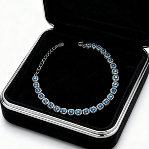 Gioielli <span class=keywords><strong>KAAN</strong></span> bracciale in argento Sterling 925 con intarsio di zirconi blu e bianco di lusso temperamento da donna bracciale per la festa - Product Image 6