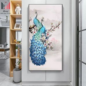 <span class=keywords><strong>Cuadros</strong></span> de arte de pavo real para pared, carteles de porcelana de cristal <span class=keywords><strong>con</strong></span> marco abstracto de lujo para decoración del hogar y la sala de estar - Product Image 6
