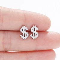 2026 à la mode élégant délicat plaqué or en acier inoxydable US Dollar signe boucles d'oreilles pour femmes et hommes-bijoux d'anniversaire