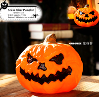 Figurine en résine lumineuse en forme de citrouille d'Halloween pour centre de table, décoration d'étagère de cheminée, collection maison pour fête d'Halloween
